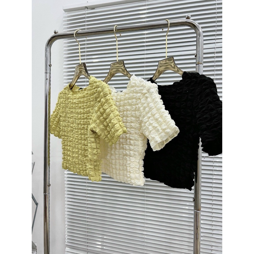 Áo phông xốp trơn croptop cộc tay trơn 3 màu siêu xinh, Áo thun nữ chất xốp kiểu dáng trẻ trung rẻ đẹp