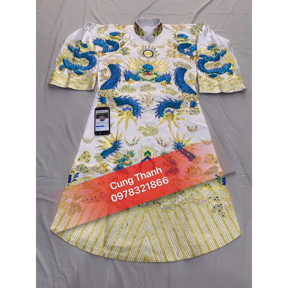 Áo Hầu Đồng Quan Lớn Đệ Tam Thoải Phủ Màu Trắng