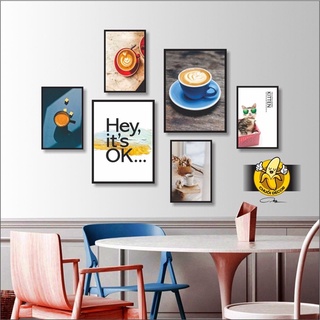 Chủ đề coffee, bộ 6 tranh fomex treo tường - dán tường cỡ lớn giá siêu rẻ - chuối decor