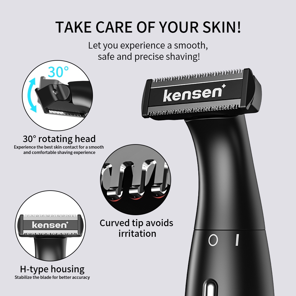 Tông đơ cạo râu KENSEN 2 trong 1 chống thấm nước sạc usb chuyên dụng cho nam