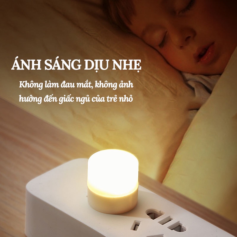 Đèn Ngủ Mini Hình Tròn Bóng LED - Cổng USB