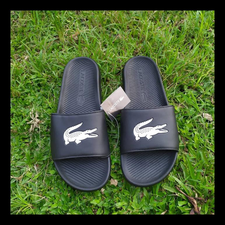 Mới Giày Sandal Lacoste Đen Bằng Cao Su Chính Hãng Cho Nam 37