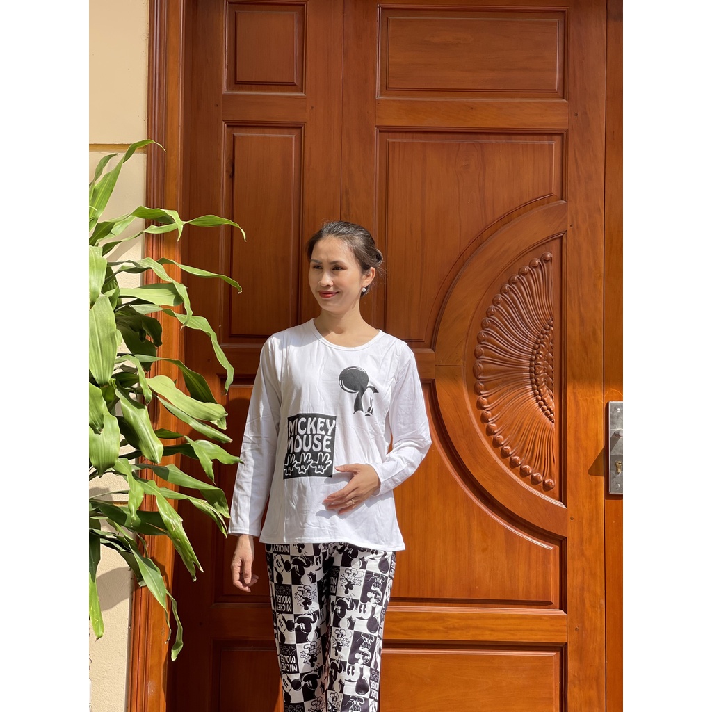 Bộ đồ mặc nhà sau sinh_Đồ bầu xinh STYLE THUN SỮA siêu mềm mại thiết kế thông minh BD939