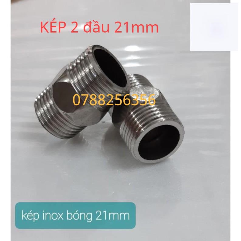 T cầu inox chia nước , Nối 2 Đầu Ren Ngoài Phi 21mm ,T cầu ốc 2 ngã chia bàn cầu và vòi xịt vệ sinh toilet