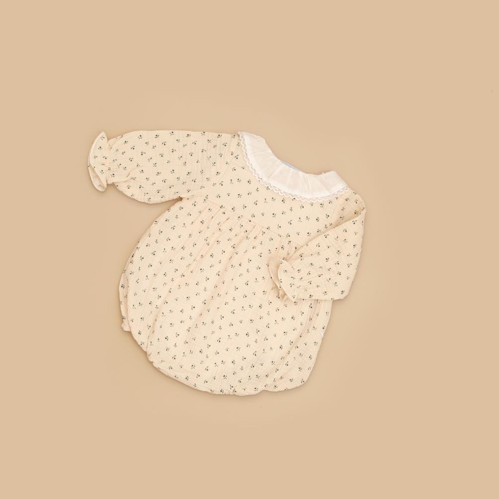 Set Bộ Body Cộc Mũ Áo Họa Tiết Lá Xanh Cao Cấp Nous Cho Bé Gái - Chất Liệu Nu Petit (Size từ 3-18M)