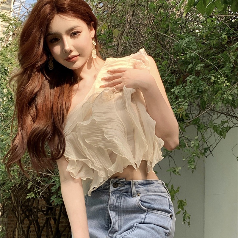 Áo Voan Không Tay Trễ Vai Thời Trang Quyến Rũ Dành Cho Nữ