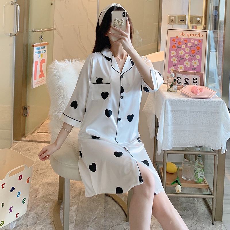 Đồ ngủ Tay Dài Chất Lụa Plus Size M-5Xl Thời Trang Quyến Rũ Cho Nữ