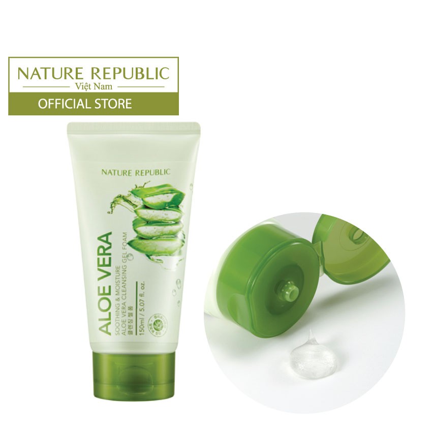 Sữa rửa mặt dạng gel NATURE REPUBLIC Soothing & Moisture Aloe Vera Cleansing Gel Foam 150ml | BigBuy360 - bigbuy360.vn