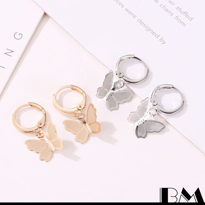 Khuyên Tai Dáng Dài Mặt Nhám Hình Bướm Phong Cách Hàn Quốc Thời Trang Ngọt Ngào Cho Nữ
