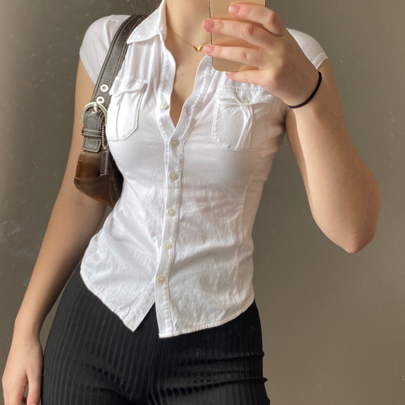 Áo Croptop Tay Ngắn Cổ Chữ V Màu Trơn Dáng Ôm Thời Trang Quyến Rũ Cho Nữ