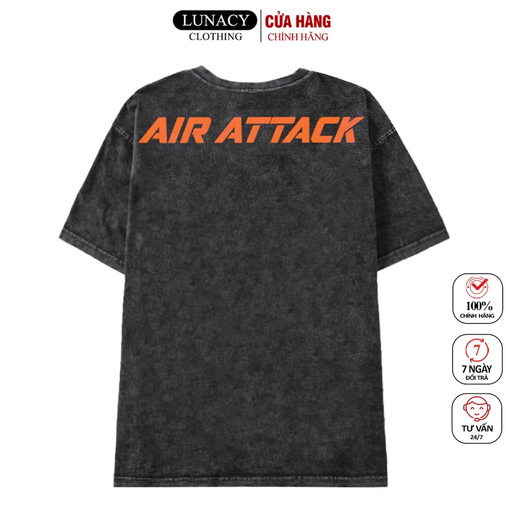 Áo thun tay lỡ ATTACK WASH phông Unisex nam nữ Cotton oversize form rộng LUNACY TB40 | BigBuy360 - bigbuy360.vn