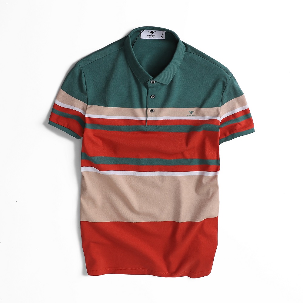 Áo thun polo nam DARNELL tay ngắn chất cotton sọc ngang mềm mại, nhẹ thoáng mát slimfit DN1996