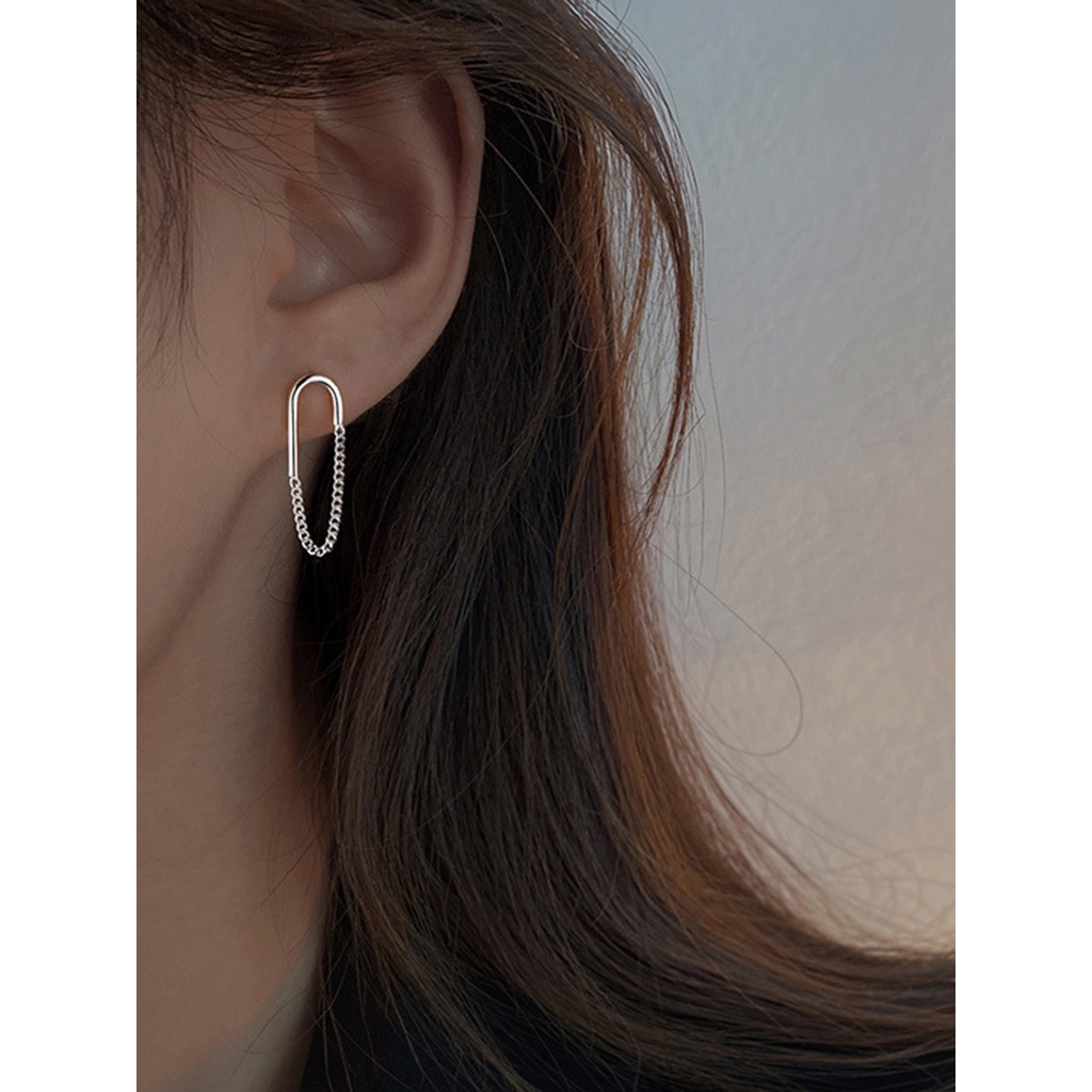 Đôi Khuyên Tai Dây Xích Hình Tròn Thiết Kế Đơn Giản Thời Trang Mùa Hè Dành Cho Nữ