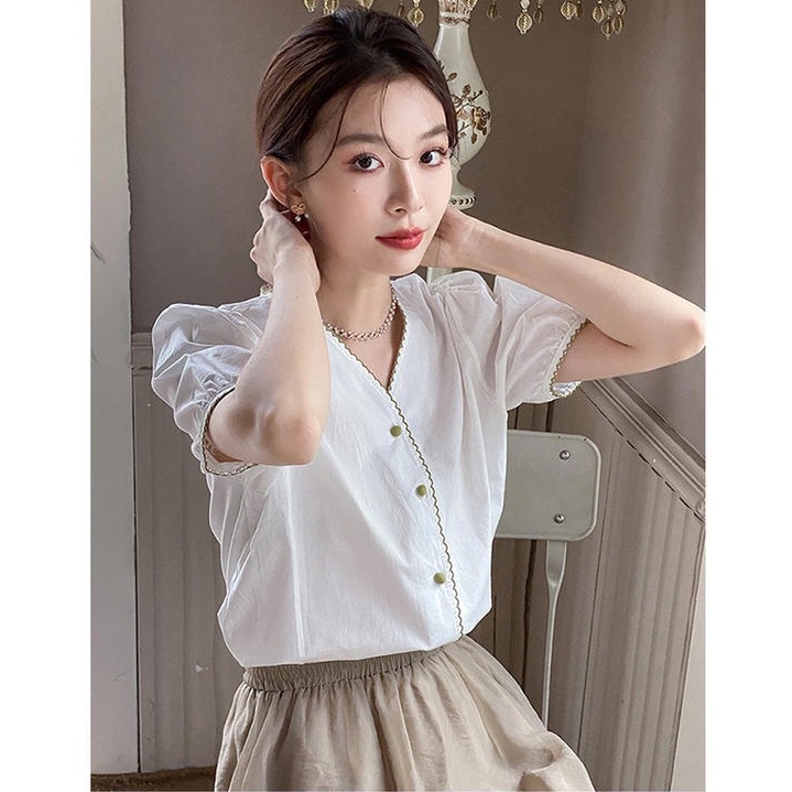 Áo Kiểu Tay Ngắn Cổ Chữ V Thời Trang Cho Nữ 50887