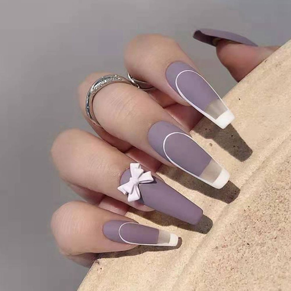 Set 24 Móng Tay Giả Bằng Acrylic Màu Sắc Kẹo Ngọt