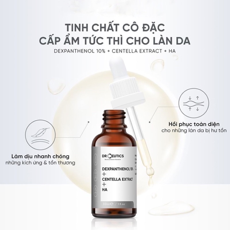 Tinh Chất Cấp Ẩm & Phục Hồi Dr.Ceutics Dexpanthenol 10% + Centella Extract + HA 30ml