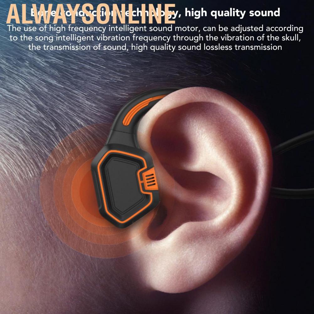 Alwaysonline Swimming Earphones  Bone Conduction Built in 16G Memory Magnetic Bluetooth 5.1 IP68 Deep Waterproof for