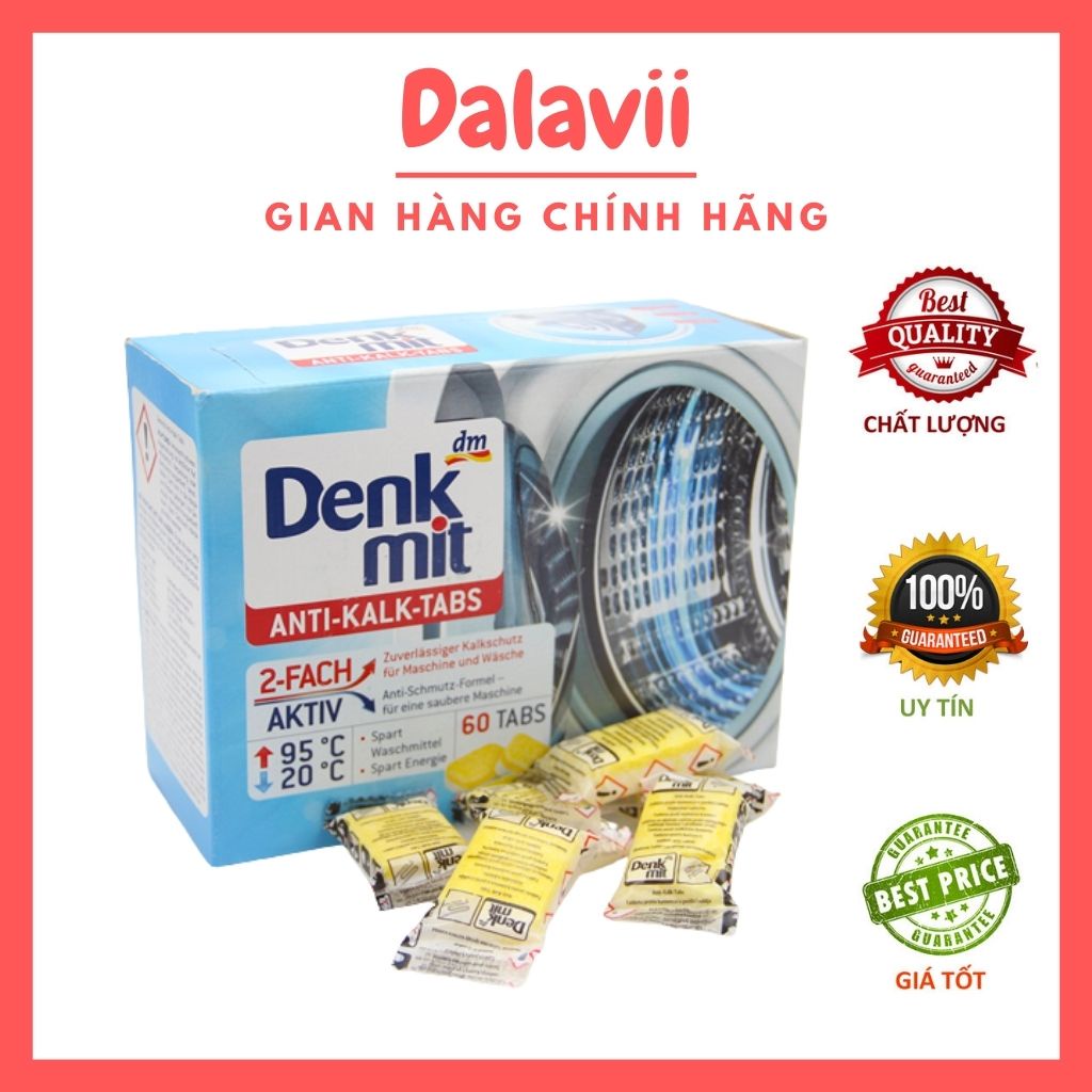 Viên tẩy lồng máy giặt Denkmit hàng chuẩn Đức, làm sạch lồng giặt - bán lẻ 2 viên