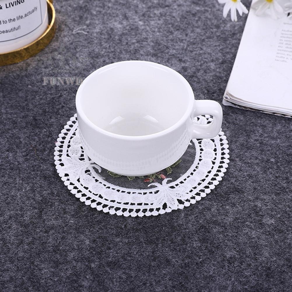 【FUNWD】Table Mat Placemat Washable 12CM Coaster Decoration Desktop Embroidery
