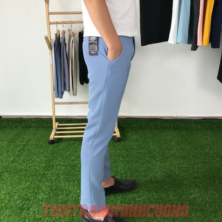 Quần âu nam dáng côn, màu XANH HÒA BÌNH + KEM SỮA , vải cotton cao cấp SIÊU ĐẸP