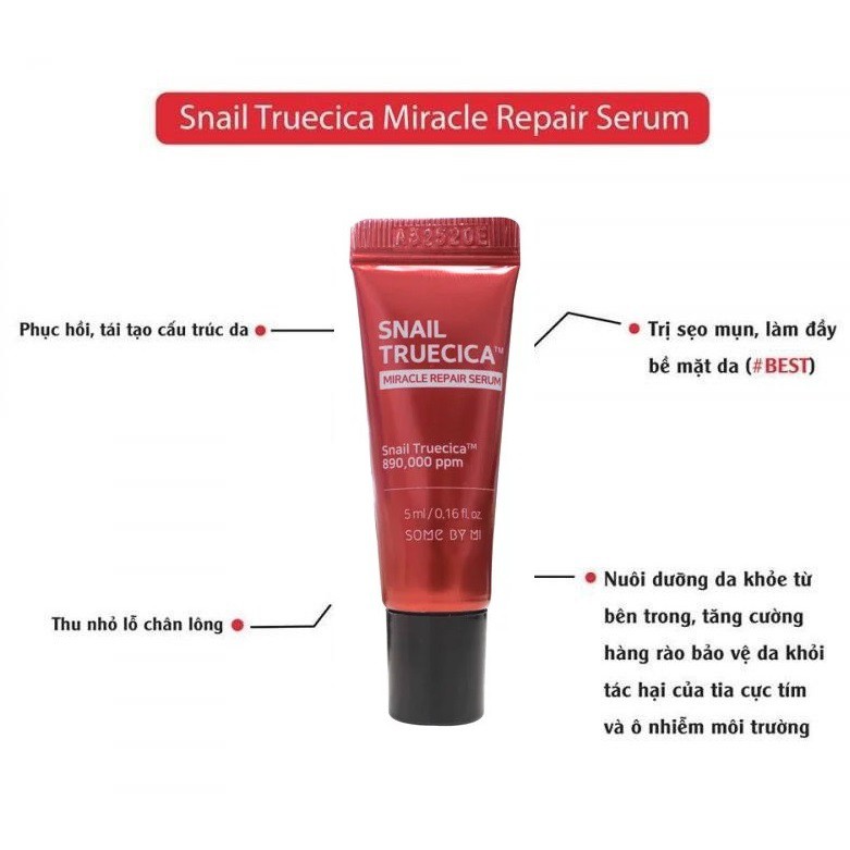 [Travel Size] Serum Ốc Sên Dưỡng Phục Hồi Sẹo Lõm, Làm Dịu Da Some By Mi Snail Truecica Miracle Repair 5ml