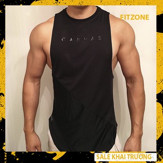 [Loại 1] Áo Ba Lỗ Xẻ Nách Gym CANVAS - (Áo Tanktop Tập Gym) - Hàng Nhập Khẩu