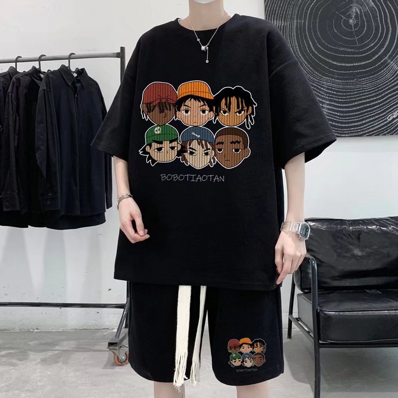 Set Áo Thun Tay Lỡ + Quần Short Thời Trang Mùa Hè Mới Size M-3XL