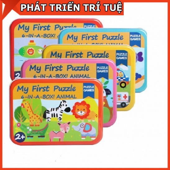 Đồ chơi xếp hình My First Puzzle hộp sắt 6 hình chủ đề ngẫu nhiên cho bé