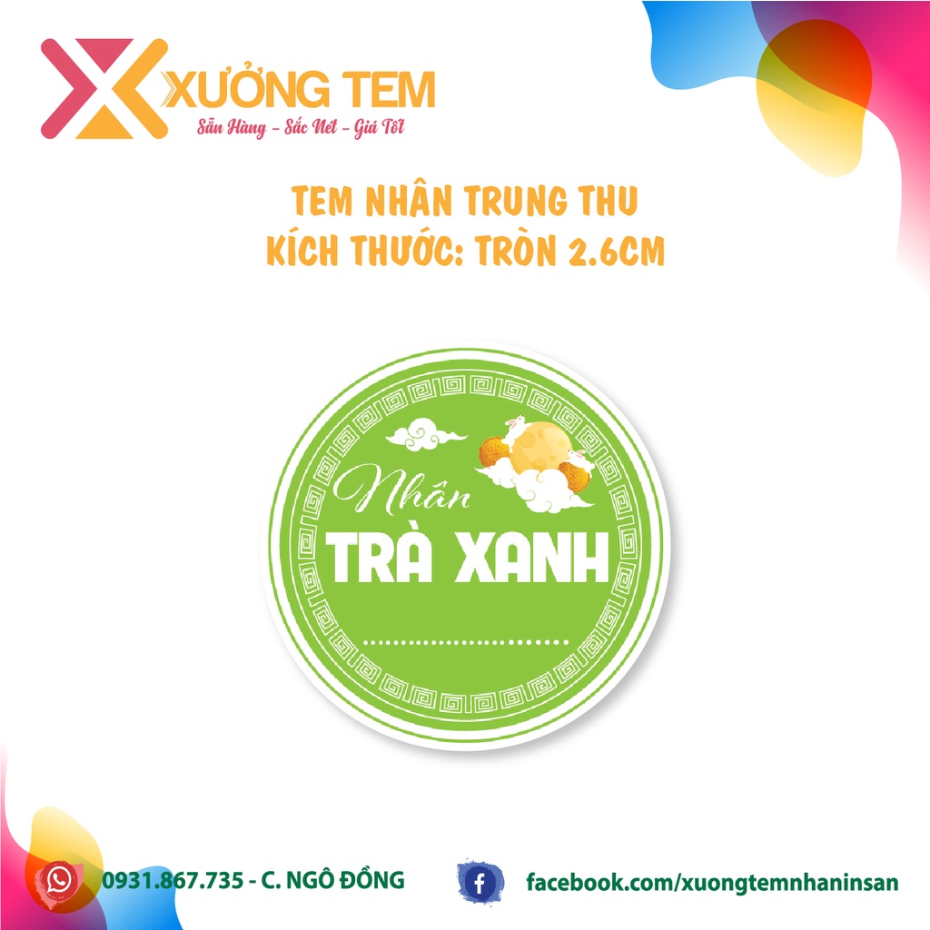 100 Tem Dán, Nhãn Dán Nhân Bánh Trung Thu-hình tròn 2022