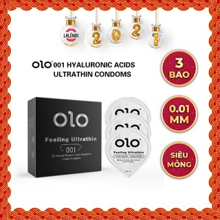 Bao cao su OLO siêu mỏng 0.01mm Feeling Ultra Thin màu đen (3 cái/hộp) | Lalendi Store & Rendi
