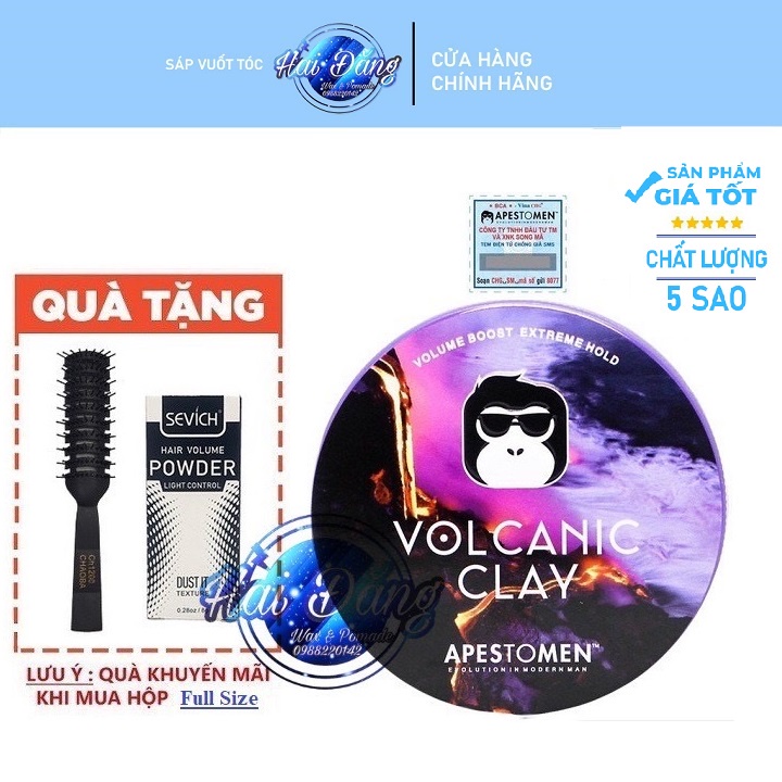 [ Chính Hãng Tem SMS ] Sáp Vuốt Tóc Nam Apestomen Volcanic Clay Chính Hãng - 80 Gram