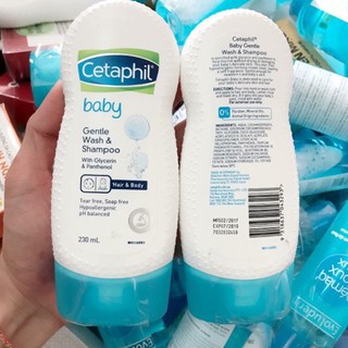Sữa tắm gội em bé /trẻ em CETAPHIL Baby Wash & Shampoo For Face & Body An Toàn Cho Da Bé 230ml
