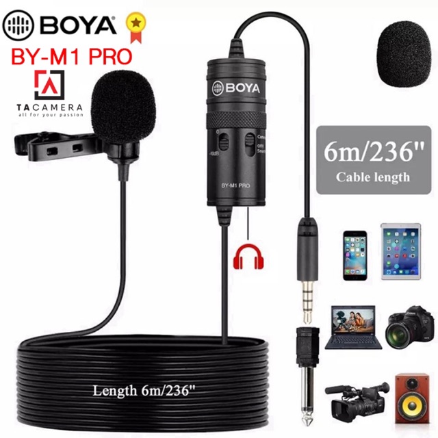 Microphone Thu Âm Cài Áo BOYA BYM1 PRO Giảm Ổn (Chính Hãng)