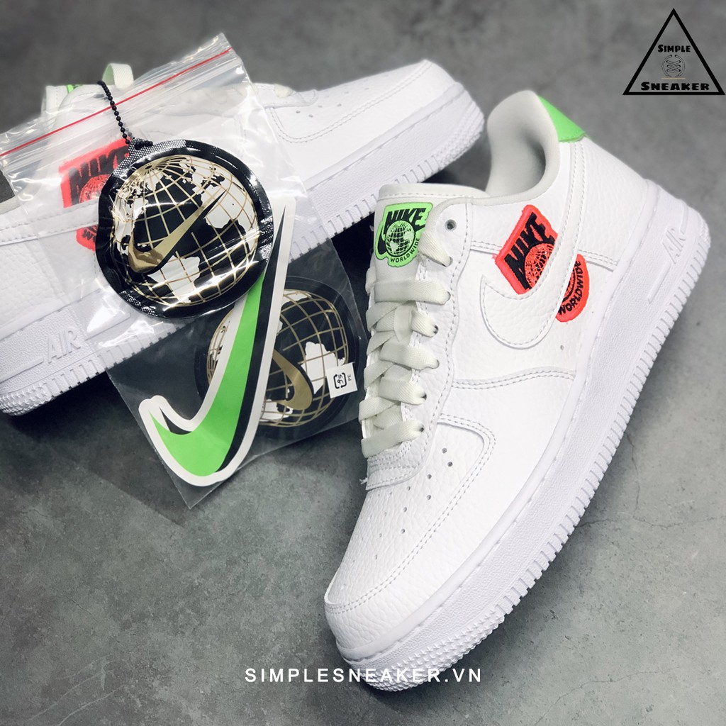 Giày Nike Air Force 1 FREESHIP Giày AF1 Nữ Auth- Nike Air Force 1 World Wide Crimson Green Chính Hãng- Simple Sneaker