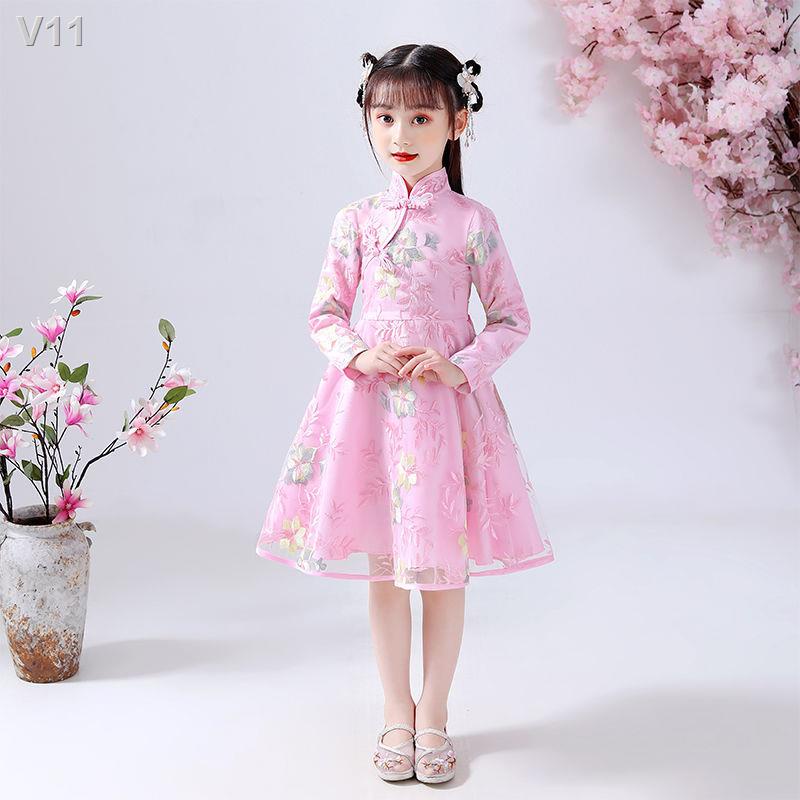 ☼₪[Hanfu ｜ Bán hàng số 1 tại cửa của chúng tôi] Hanfu bé gái ăn mặc trẻ em mới phong cách Trung Quốc váy công chúa sườn