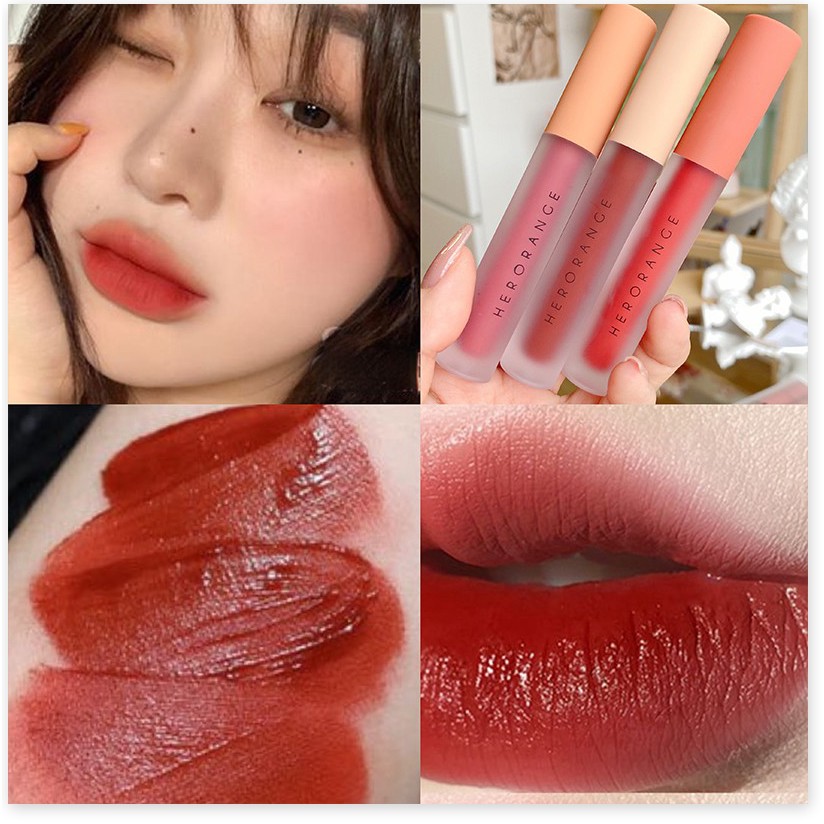 [Mã giảm giá] [Mã 66FMCGSALE hoàn 8% xu đơn 500K] Set 3 son kem lì HERORANGE chất velvet mịn lì Fluffy Lip Glaze