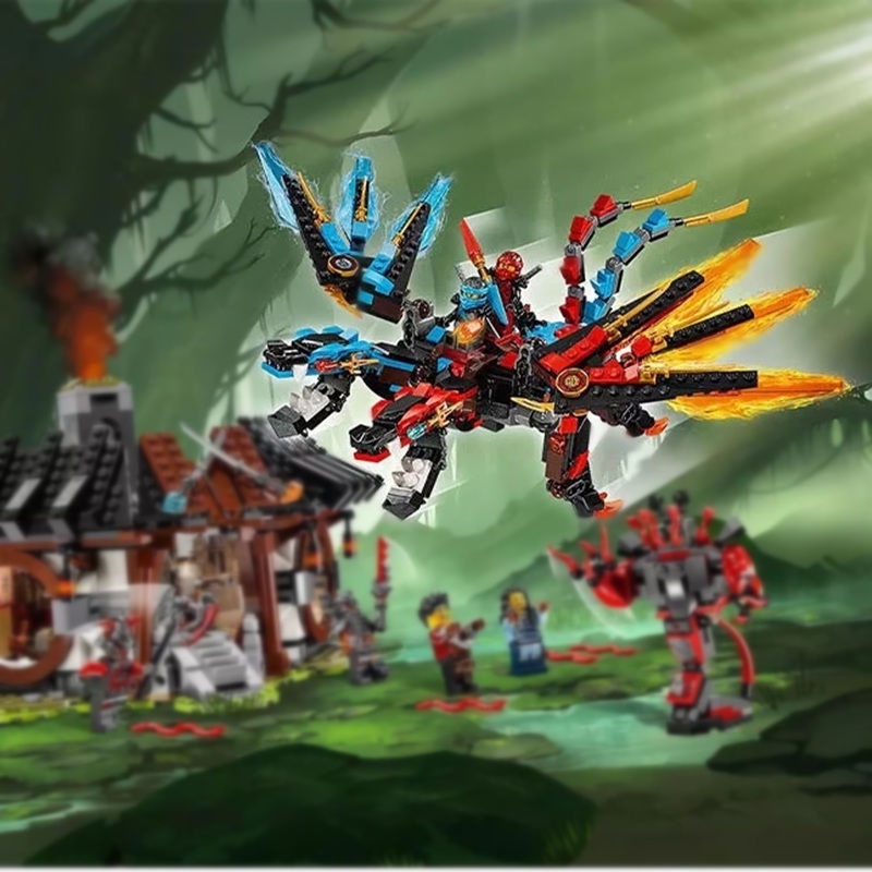 Ninjago Series Kay Ice Fire Rồng nguyên tố hai đầu tương thích với Lego Đồ chơi rồng lắp ráp khối xây dựng