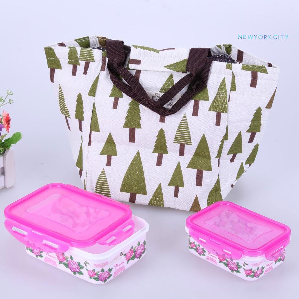 Túi Vải Canvas Giữ Nhiệt Đựng Đồ Ăn Trưa Hình Nhím/Gấu/Gấu Dễ Thương