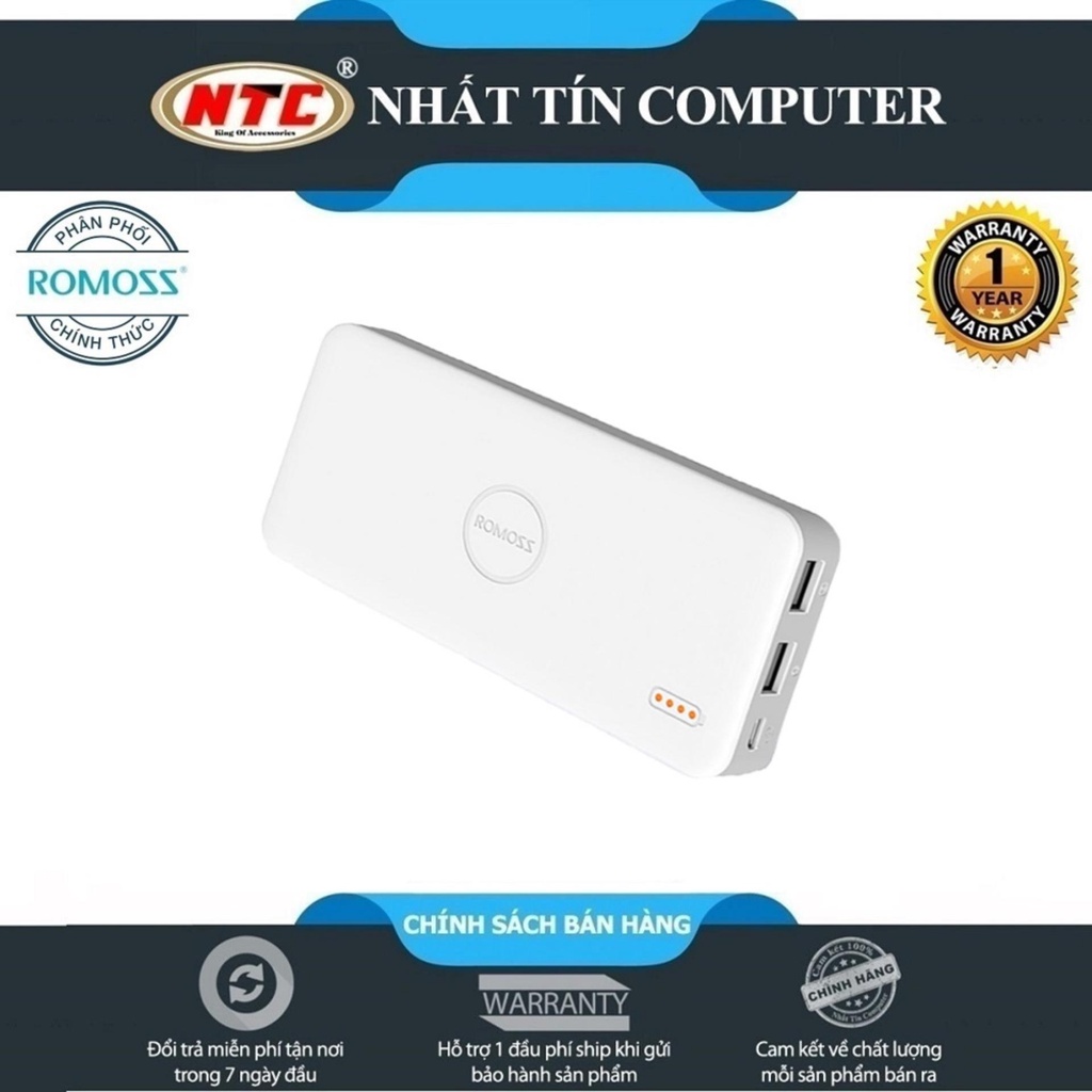 Pin sạc dự phòng Romoss Polymos 10 Air 10000mAh - Lõi Polymer (Trắng) - Hãng phân phối chính thức - Nhất Tín Computer
