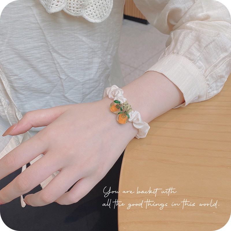 Dây Buộc Tóc Vải Scrunchies Quả Siêu Hot Trend