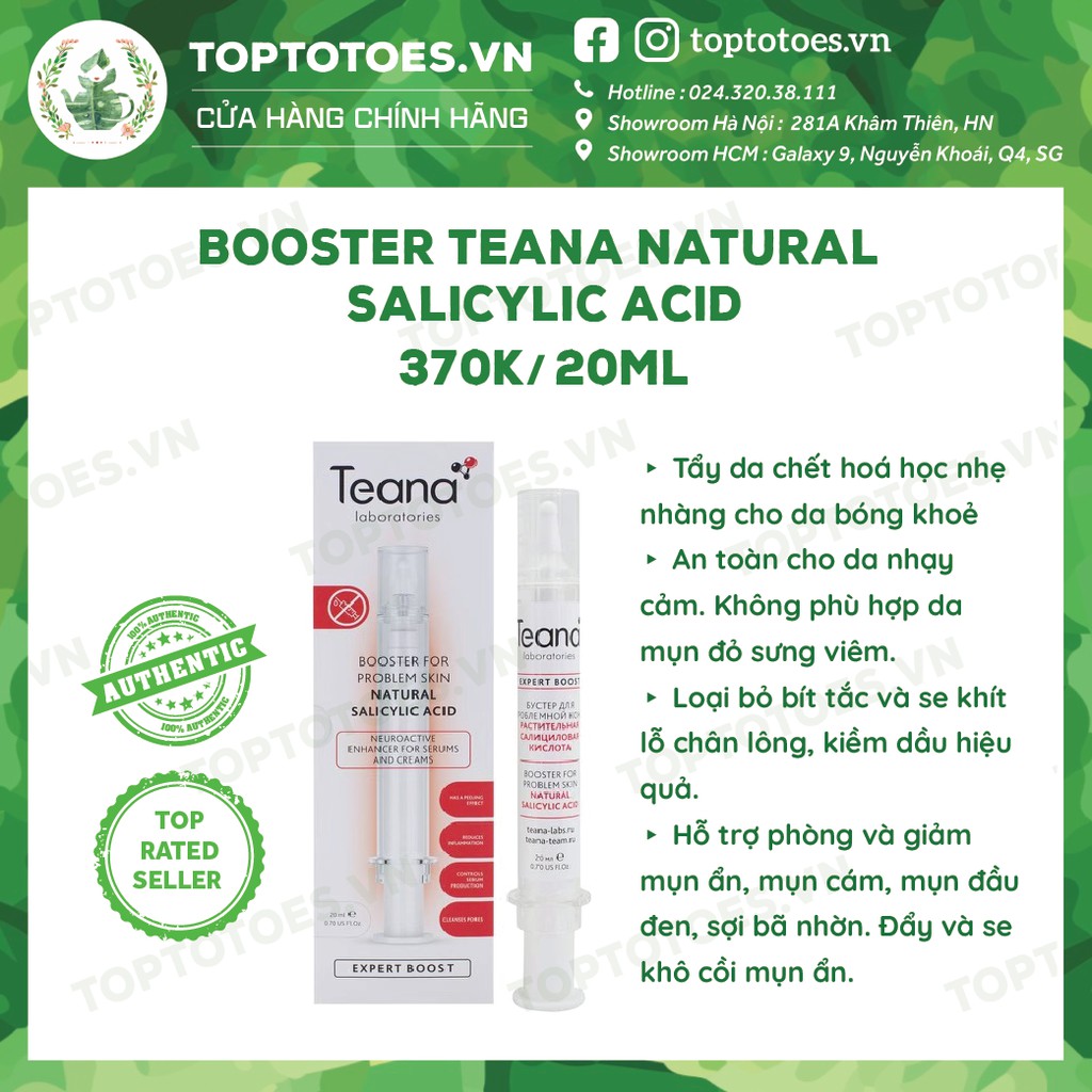 Booster Teana Natural Salicylic Acid 20ml làm sạch sâu lỗ chân lông, se cồi, ngừa và giảm mụn, cải thiện tone da