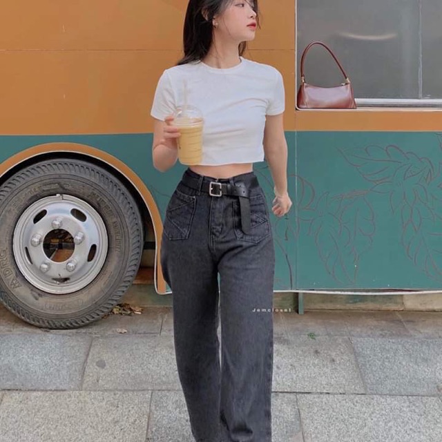 Quần jean ống rộng dáng dài hai túi trước, 269BE | BigBuy360 - bigbuy360.vn