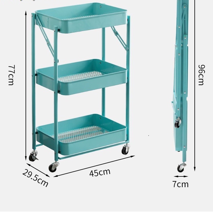 Kệ Sắt 3 Tầng Đa Năng Gấp Gọn Có Bánh Xe Di Chuyển Cực Tiện Lợi