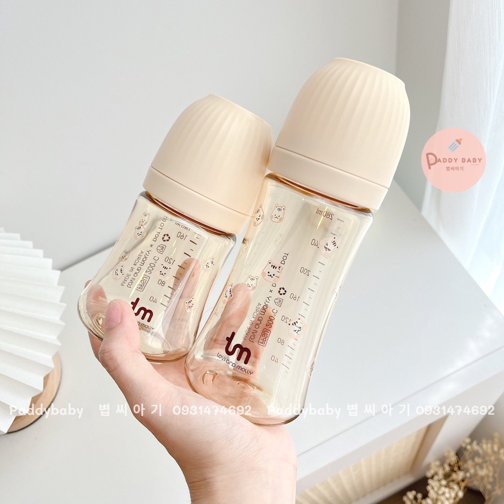 Bình sữa Dottodot x Tovy & Molly Hàn Quốc mẫu hổ cho bé 180ml 280ml - made in Korea