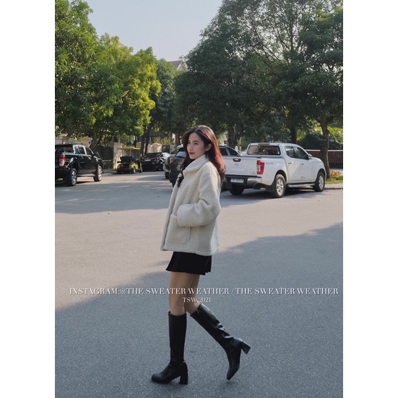  (Ảnh thật) Áo khoác lông cừu cổ bẻ cài cúc túi bên the.sweaterweather TSW | BigBuy360 - bigbuy360.vn