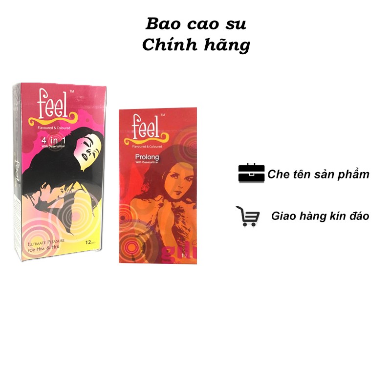 [Shopee mall] ComBo 2 hộp bao cao su feel 4in1 , feel prolong GIÚP KÉO DÀI THỜI GIAN QUAN HỆ LÂU (12C)