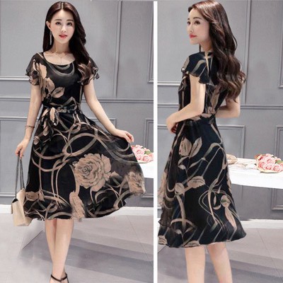 Váy Hoa Nữ FREESHIP Đầm Nữ Quây Tà Chéo Chân Váy,Tay Áo Thiết Kế Sang TRọng Kèm Cột Đai Eo Thời Trang mẫu VAY3