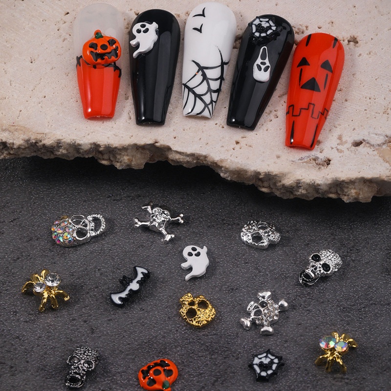 Set 100 Phụ Kiện Trang Trí Móng Tay Nghệ Thuật Chủ Đề Halloween Charms