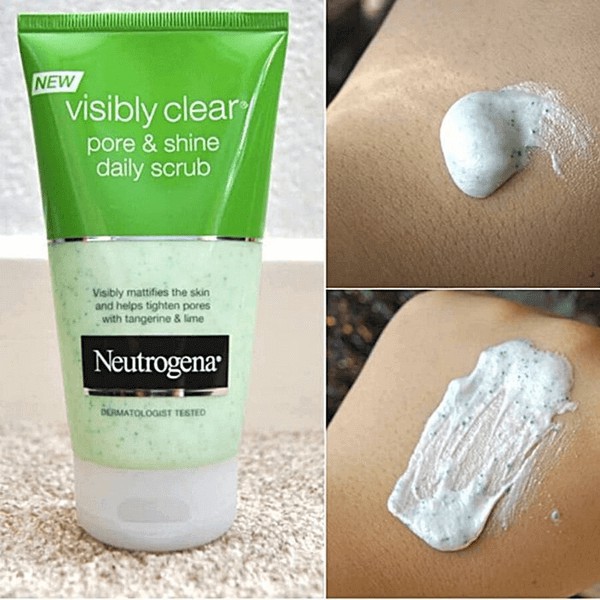 Sữa Rửa Mặt Se Khít Lỗ Chân Lông NEUTROGENA VISIBLY CLEAR PORE & SHINE DAILY SCRUB 150 ml (Xanh), Sữa Rửa Mặt Neutrogena