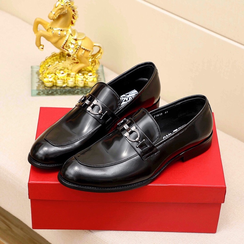 Giày tây cho nam mũi bo tròn không dây Salvatore Ferragamo SF da thật cao cấp